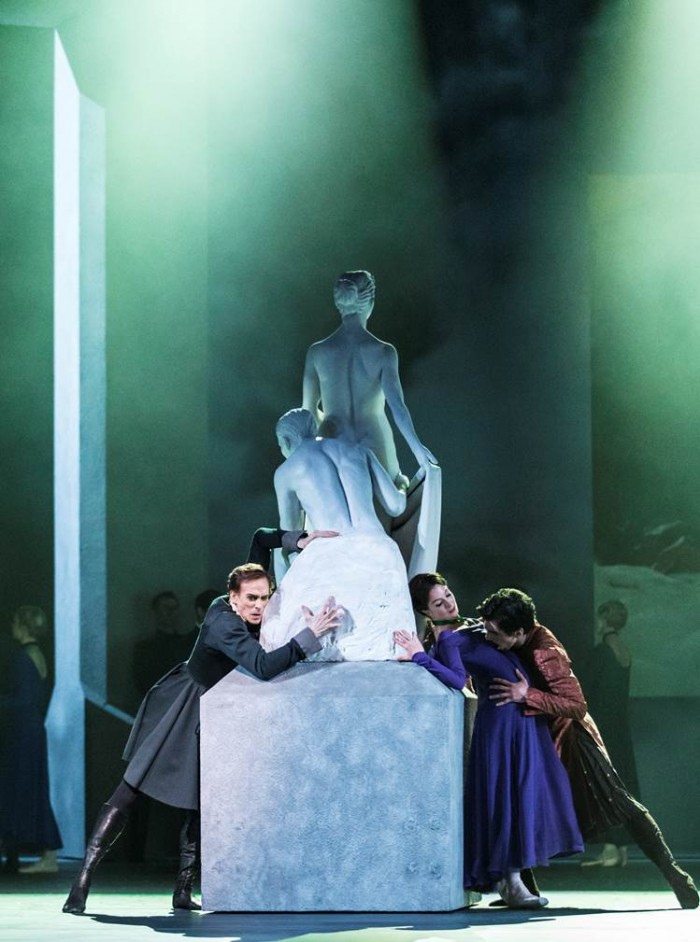 Edward Watson as Leontes, Lauren Cuthbertson as Hermione and Federico Bonelli as Polixenes in Act I of The Winter’s Tale Photographic Credit: ROH / Johan Persson, 2014